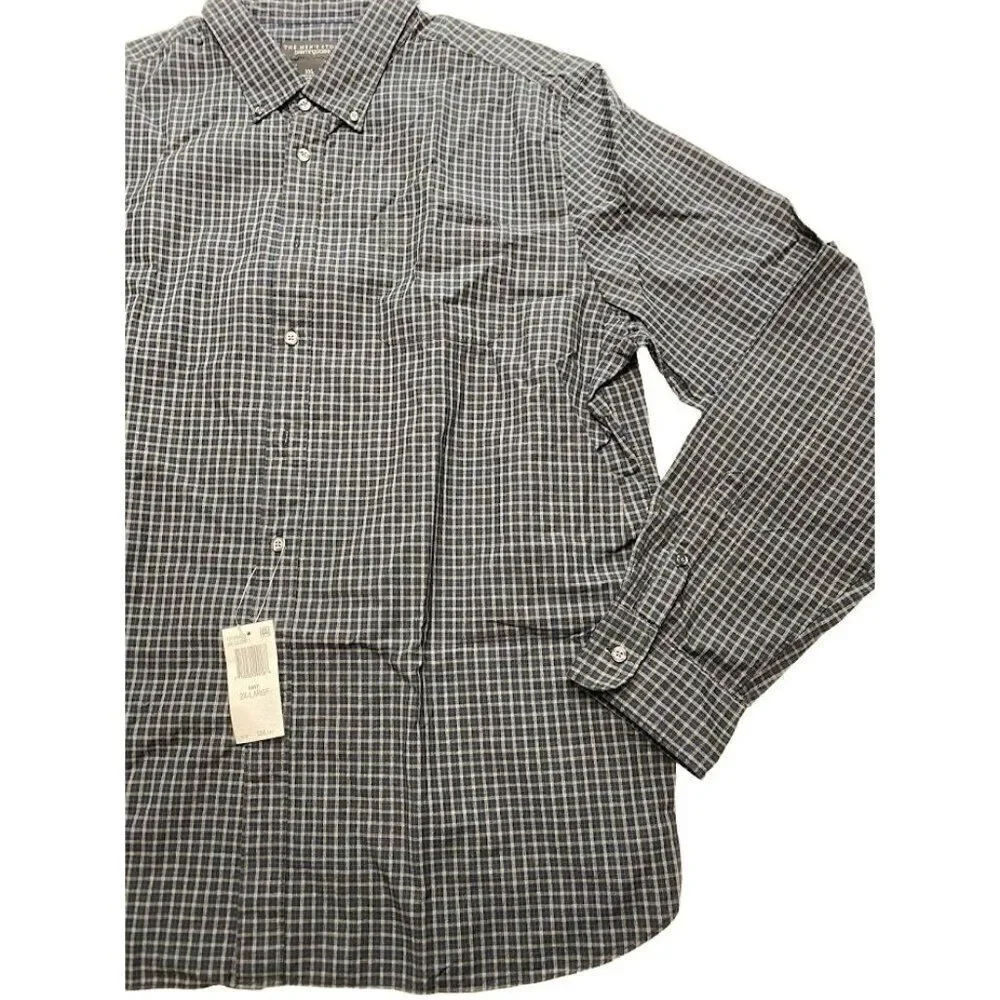 The Men's Store Button Down Shirt Men's 2XL‎ XXL Navy Gray Blue Plaid Collar NEW